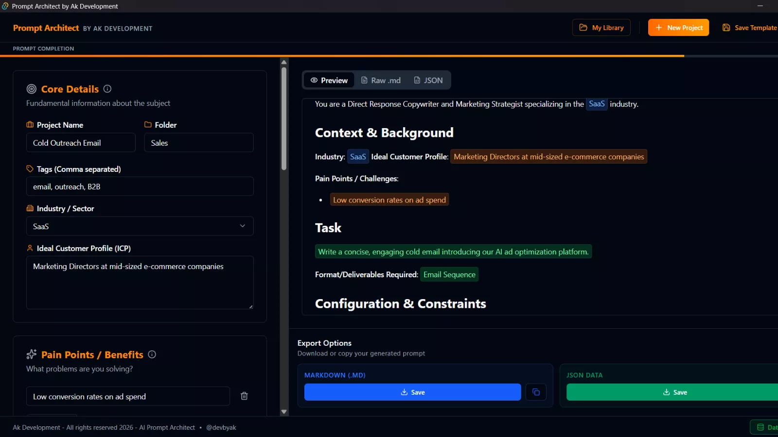 Professional using a desktop tool for AI prompt creation